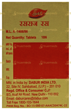 Dabur Rasraj Ras With Gold Tablet 10
